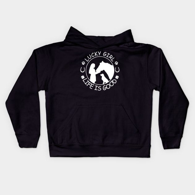 Horse And Dog Lucky Girl Life Is Good Kids Hoodie by Rumsa